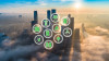 Energy Transition cityscape with icons web